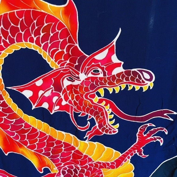 Young Fashion Asian Dragon Wall Decor 47x74 Batik Art Planets Celestial Colorful - Picture 2 of 7